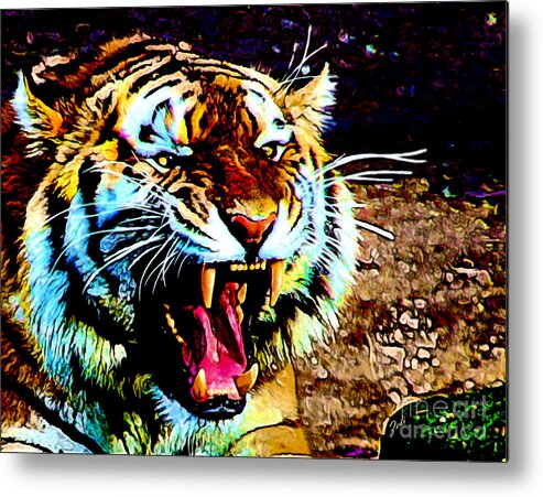 Tigre Metal Print featuring the digital art A Tiger's Roar by - Zedi -