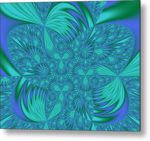 Aqua And Blue Abstract Metal Print featuring the digital art Abstract 404 by Judi Suni Hall