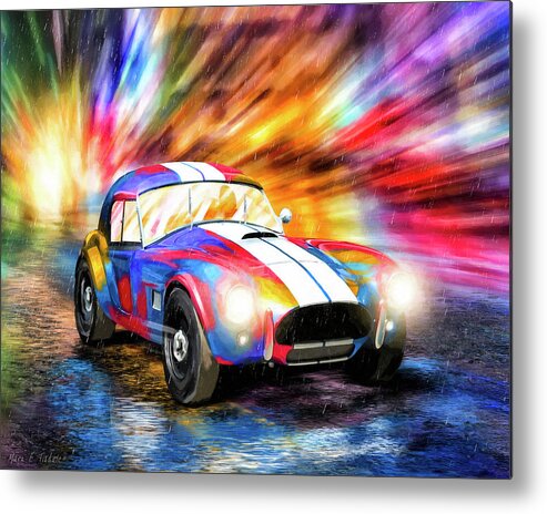 Ac Metal Print featuring the mixed media Shelby Cobra Roadster In The Rain by Mark Tisdale