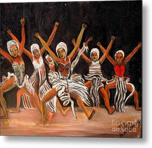 Dancers Metal Print featuring the painting African Dancers by Pilar Martinez-Byrne