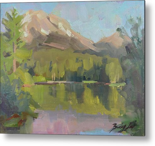 Mountain Metal Print featuring the painting Afternoon Lake Reflections by Becky Joy