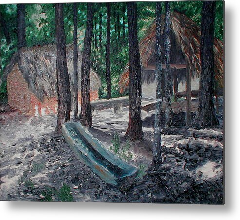 Indian Metal Print featuring the painting Alabama Creek Indian Village by Beth Parrish