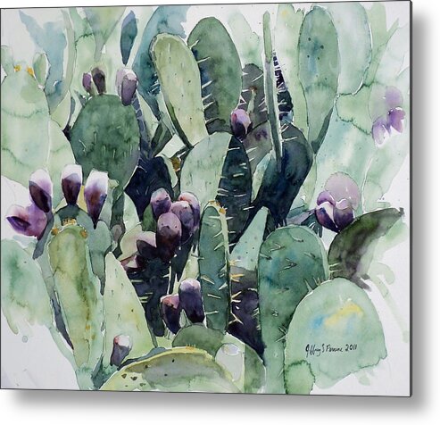 Cactus Metal Print featuring the painting Alamo Prickly Pear by Jeffrey S Perrine