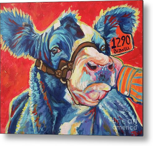 Angus Metal Print featuring the painting All Dolled Up by Jenn Cunningham