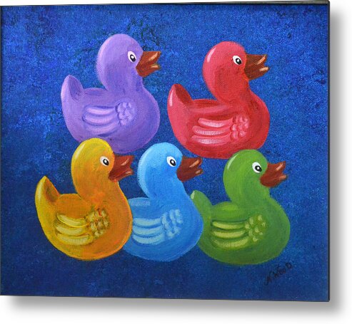 Acrylic Metal Print featuring the painting All My Ducks In A Row by Nancy Sisco