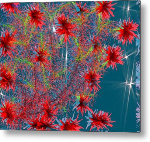 Flowers.evening.stars.sky.corall Tree.transparent Evening. Metal Print featuring the digital art Almog-corall tree by Dr Loifer Vladimir