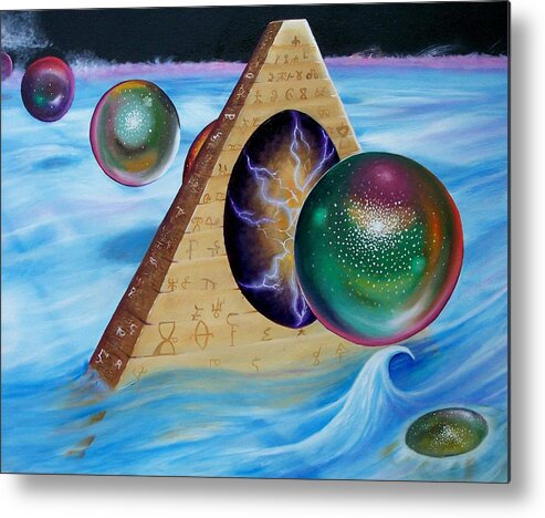  Surrealism Metal Print featuring the painting Alpha and Omeg II by Arthur Covington