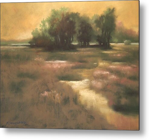 Evening Metal Print featuring the painting Amber Evening by Ruth Stromswold