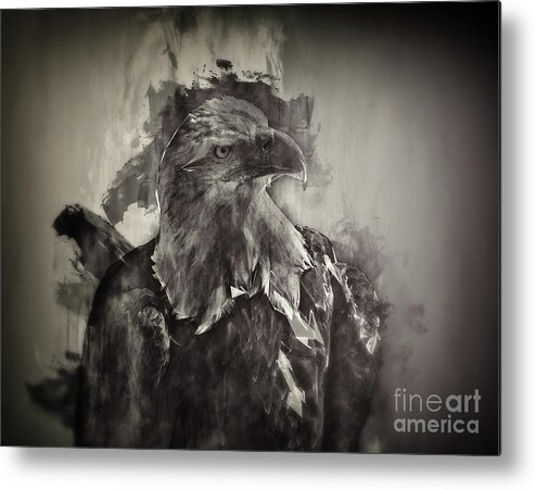 7s Flex Metal Print featuring the photograph American Eagle monochrome by Jack Torcello