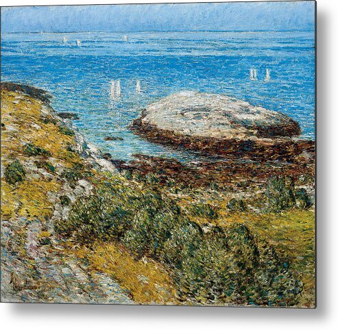 Childe Hassam (1859 � 1935) American Early Morning Calm Metal Print featuring the painting American EARLY MORNING CALM by MotionAge Designs