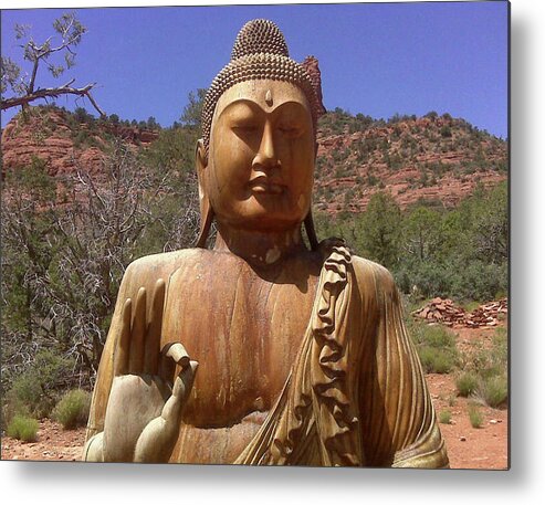 Buddha Amitabha (stupa Metal Print featuring the photograph Amitabha by Beth Cornell