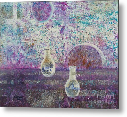 Abstract Landscape Metal Print featuring the painting Amphora-Through the Looking Glass by Marlene Book