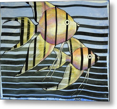Angelfish Metal Print featuring the painting Angelfish Chiffon by Ande Hall