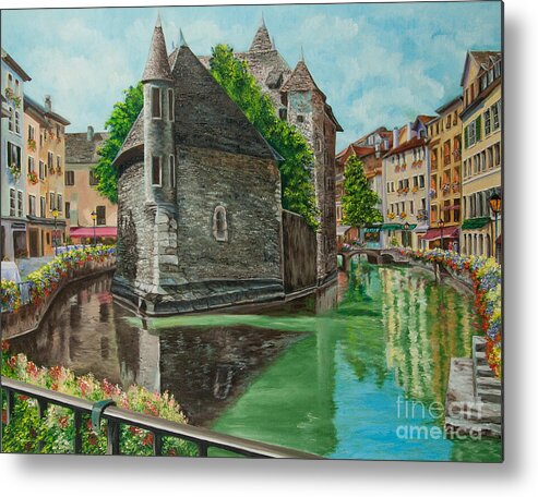 Annecy France Art Metal Print featuring the painting Annecy-The Venice Of France by Charlotte Blanchard