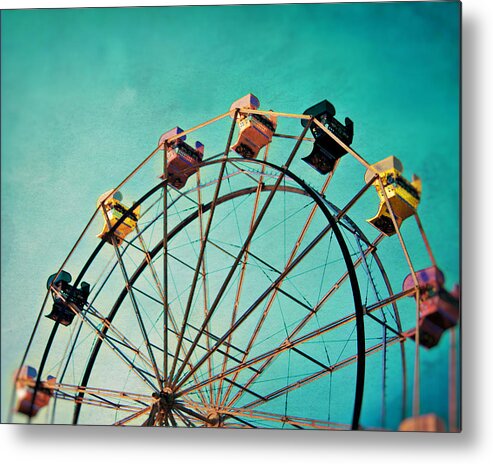 Ferris Wheel Metal Print featuring the photograph Aquamarine Dream - Ferris Wheel Art by Melanie Alexandra Price