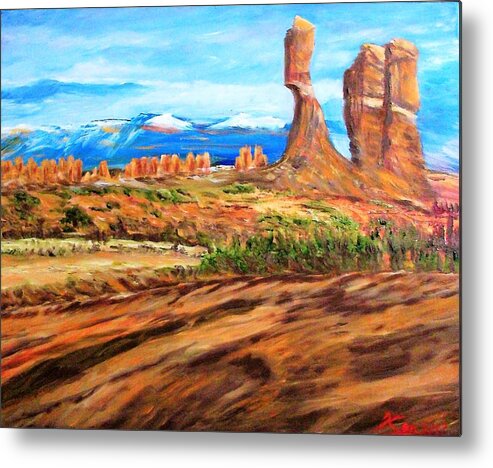  Metal Print featuring the painting Arches National Park by Kenneth LePoidevin