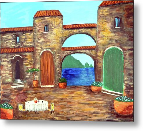 Arches Of Amalfi Metal Print featuring the painting Arches Of Amalfi by Larry Cirigliano