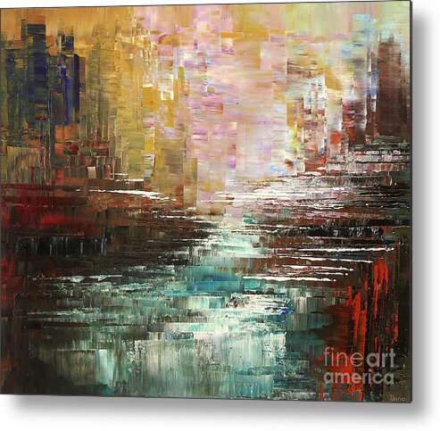 Abstract Metal Print featuring the painting Artist Whitewater by Tatiana Iliina