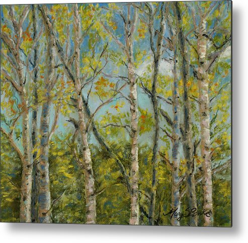 Aspens Metal Print featuring the pastel Aspen Glow by Mary Benke