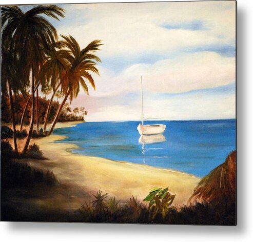 Seascape Metal Print featuring the painting At Bay by Phil Burton