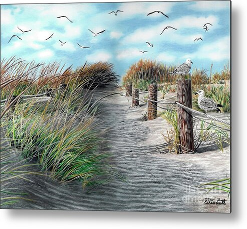 At The Beach Metal Print featuring the painting At the Beach by Peter Piatt