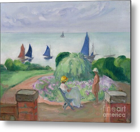 Henri Lebasque - At The Terrace At Prefailles Metal Print featuring the painting At the Terrace at Prefailles by MotionAge Designs