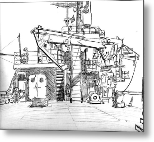 Transportation Metal Print featuring the drawing Atlantis II Fantail by Vic Delnore