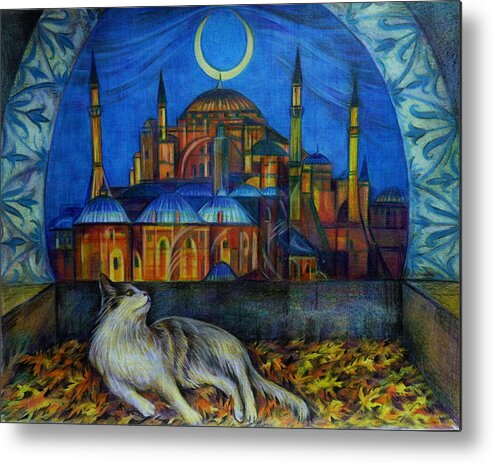 Travel Impressions Metal Print featuring the drawing Autumn in Istanbul by Anna Duyunova