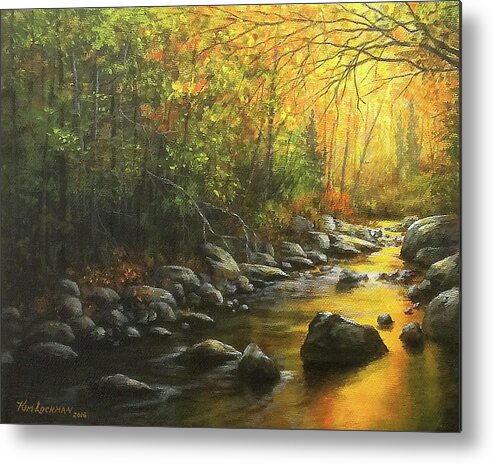 Autumn Metal Print featuring the painting Autumn Stream by Kim Lockman