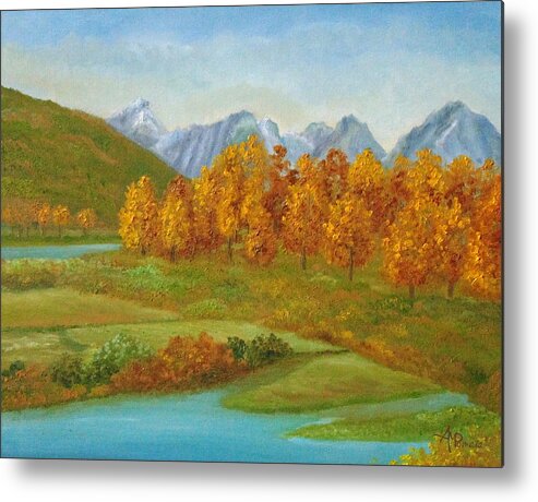 Autumn Metal Print featuring the painting Autumnal Colors by Angeles M Pomata