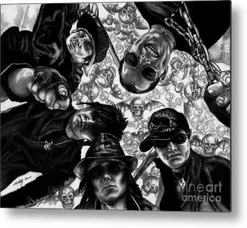 Avenged Sevenfold Metal Print featuring the drawing Avenged Sevenfold by Kathleen Kelly Thompson