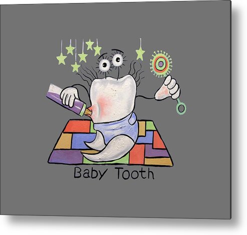 Baby Tooth T-shirts Metal Print featuring the painting Baby Tooth T-Shirt by Anthony Falbo