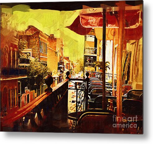 New-orleans Metal Print featuring the digital art Balcony Cafe by Kirt Tisdale
