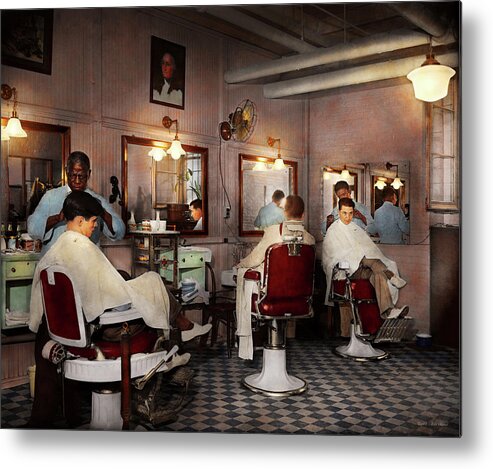 Barber Art Metal Print featuring the photograph Barber - Senators-only barbershop 1937 by Mike Savad