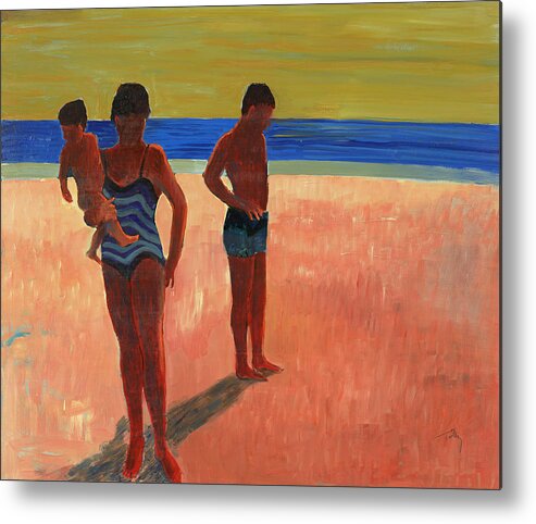 Beach Metal Print featuring the painting Bathers 88 by Thomas Tribby