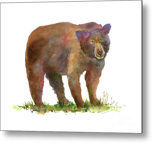 Watercolor Bear Metal Print featuring the painting Bear in Mind by Amy Kirkpatrick