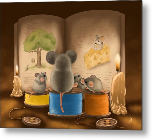 Story Metal Print featuring the painting Bedtime story by Veronica Minozzi