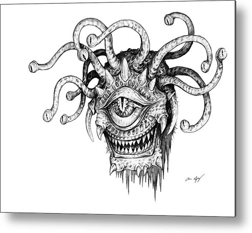 Beholder Metal Print featuring the drawing Beholder by Aaron Spong