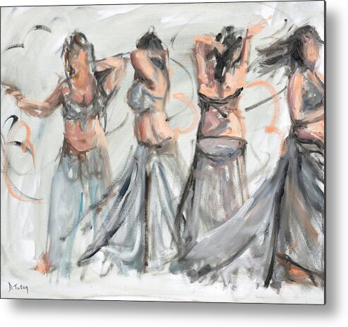 Dance Metal Print featuring the painting Belly Dancer in Motion by Donna Tuten