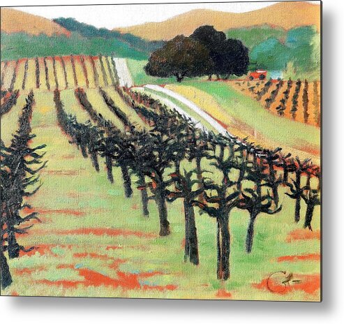 Vineyard Metal Print featuring the painting Between Crops by Gary Coleman