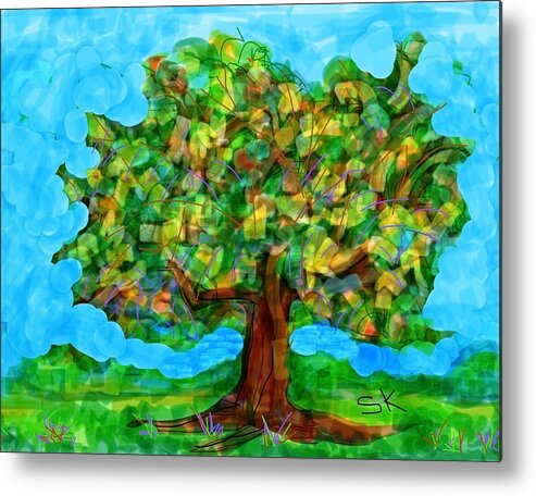 Tree Metal Print featuring the digital art Big Oak Tree by Sherry Killam