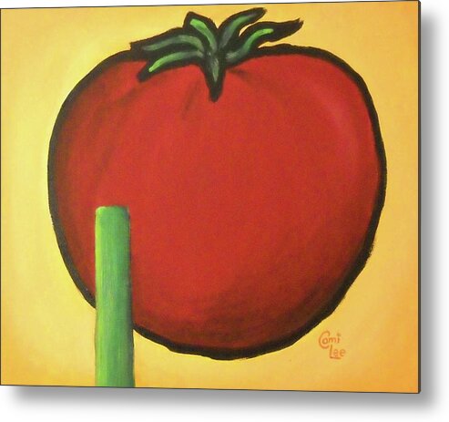 Tomato Metal Print featuring the painting Big Red Tomato by Cami Lee