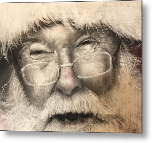 Santa Metal Print featuring the drawing Billy Claus by Christy Sawyer