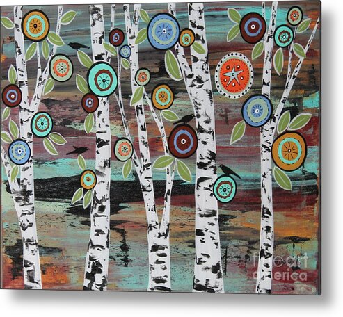 Landscape Metal Print featuring the painting Birch Woods by Karla Gerard