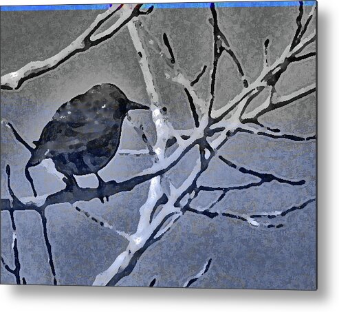 Abstract Metal Print featuring the photograph Bird in Digital Blue by Lenore Senior