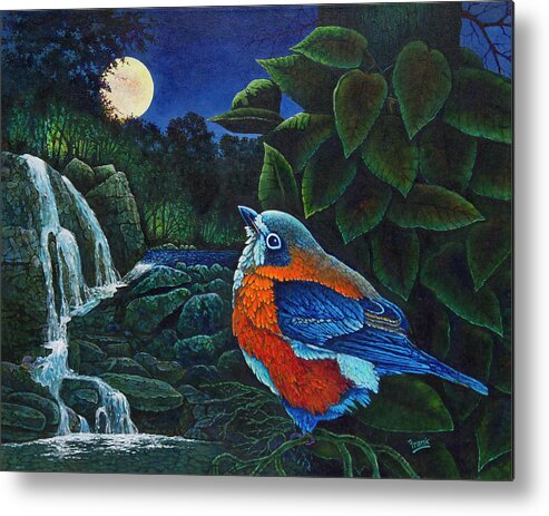 Bluebird Metal Print featuring the painting Bird in Paradise VIII by Michael Frank