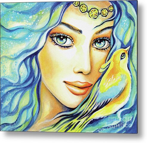 Bird Fairy Metal Print featuring the painting Bird of Secrets by Eva Campbell