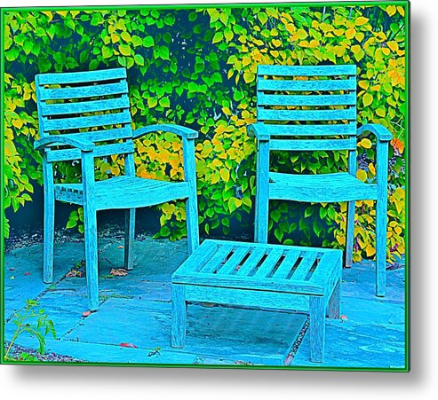 Chairs Metal Print featuring the photograph Blue Chairs by Mindy Newman