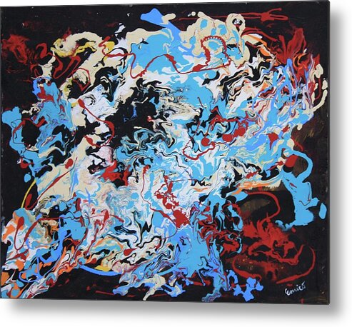 Abstract Expressionism Metal Print featuring the painting Blue Dragon by Art Enrico