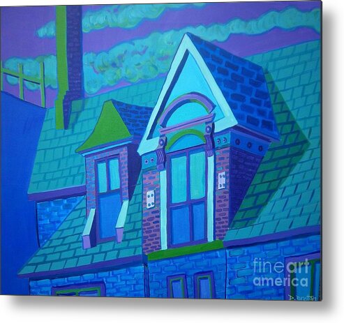 Blue Metal Print featuring the painting Blue Gloucester Rooftop by Debra Bretton Robinson
